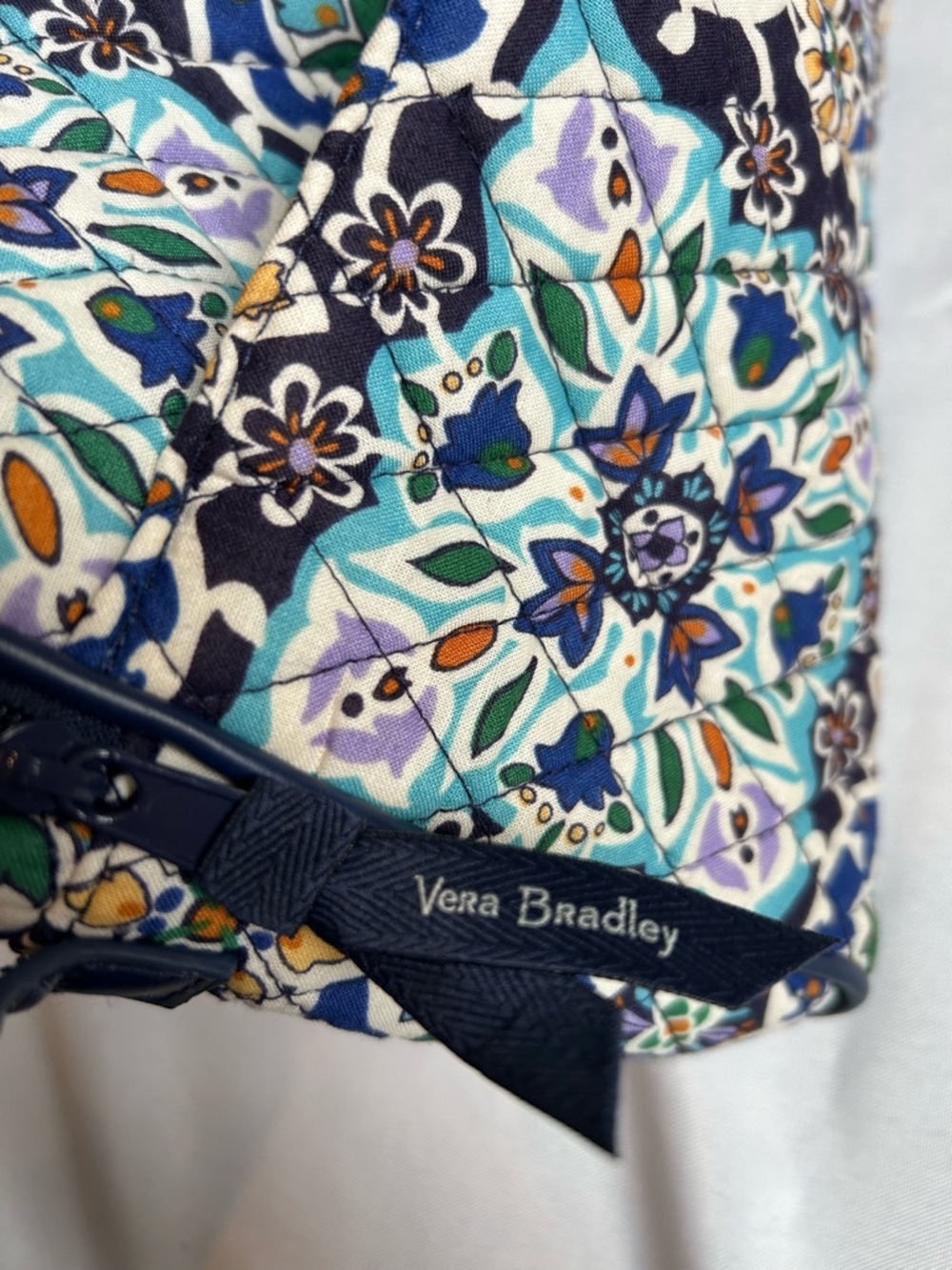 Vera Bradley Cotton Trimmed Crossbody Bag in Lisbon Medallion Cool Pattern - Picture 11 of 12